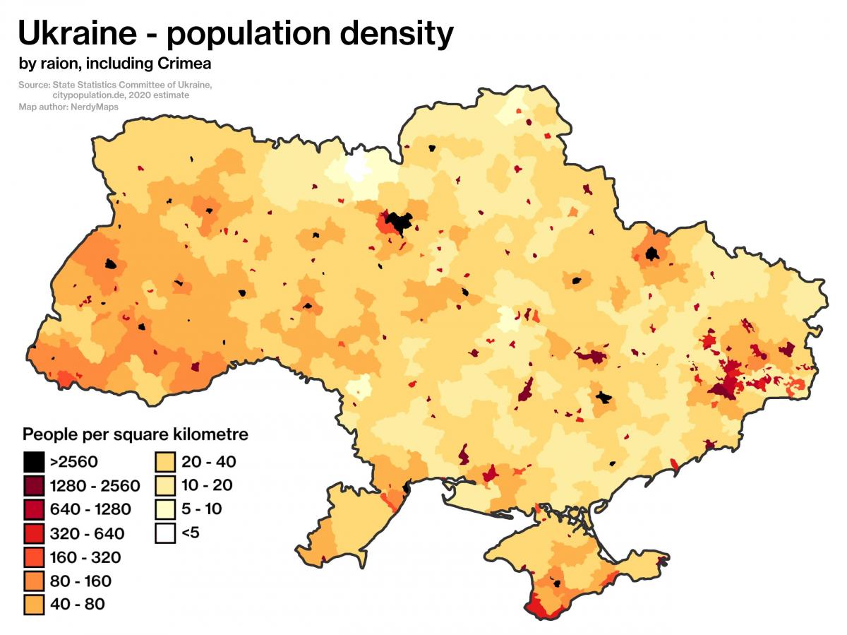 Mapa de densidad de Ucrania