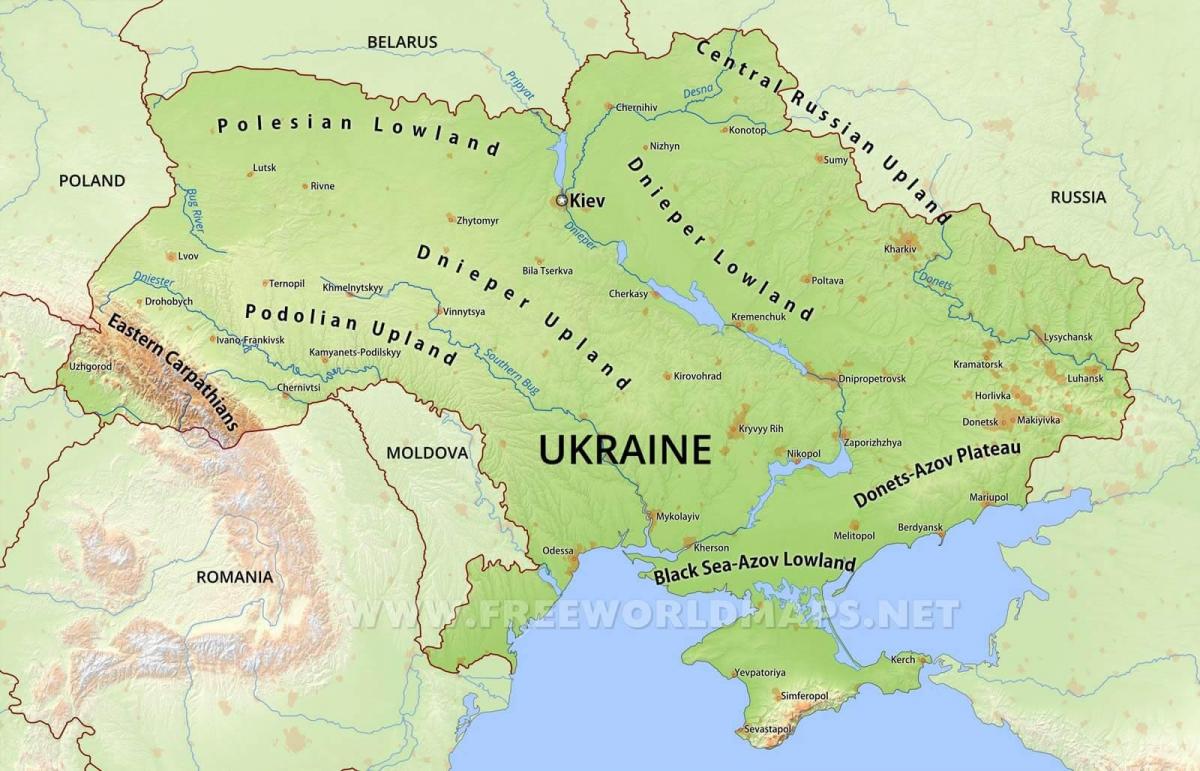 Mapa de las montañas de Ucrania