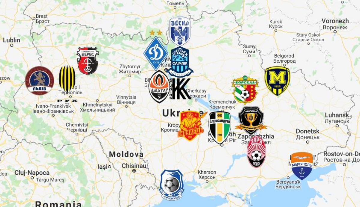 mapa de estadios de Ucrania
