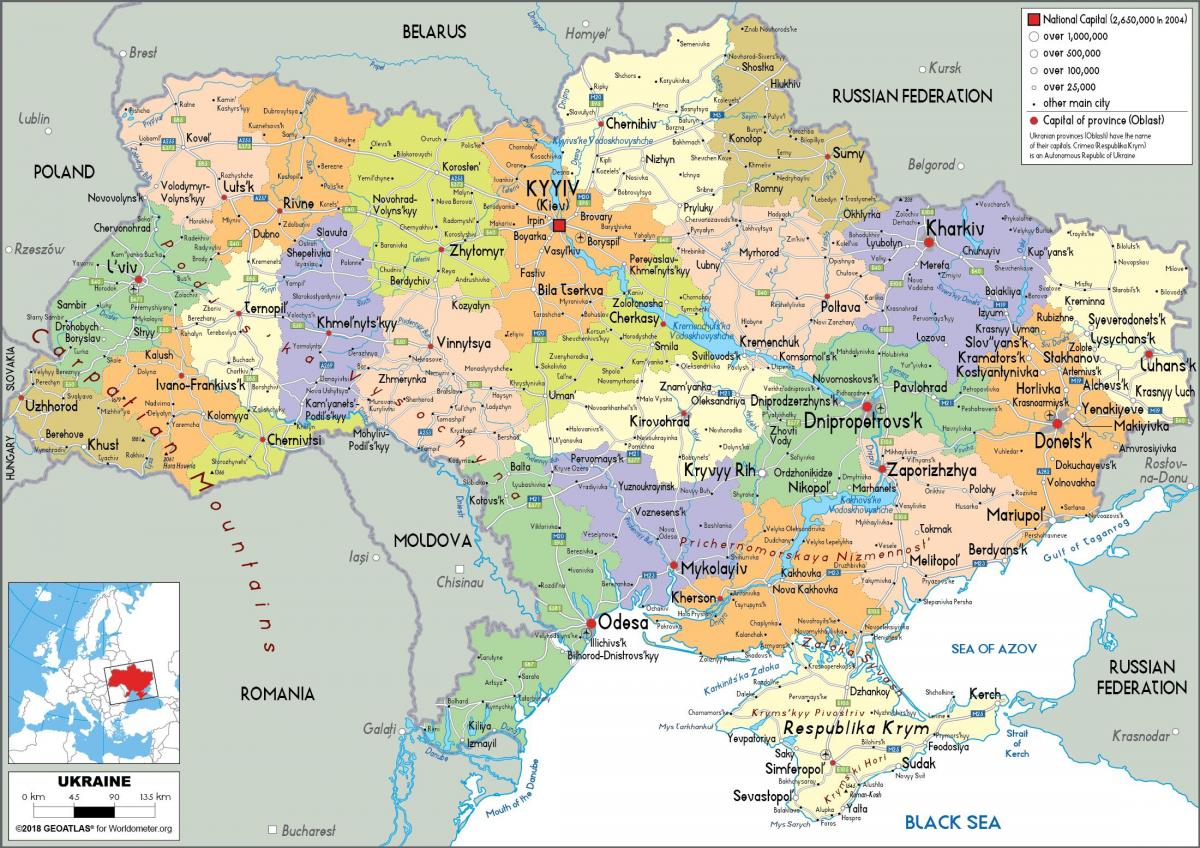 Mapa administrativo de Ucrania