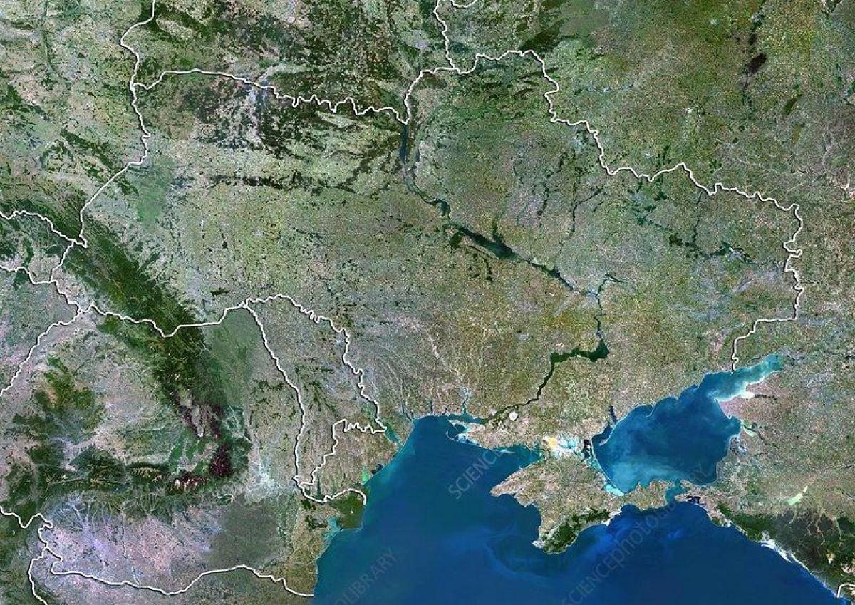 Mapa de la vista del cielo de Ucrania