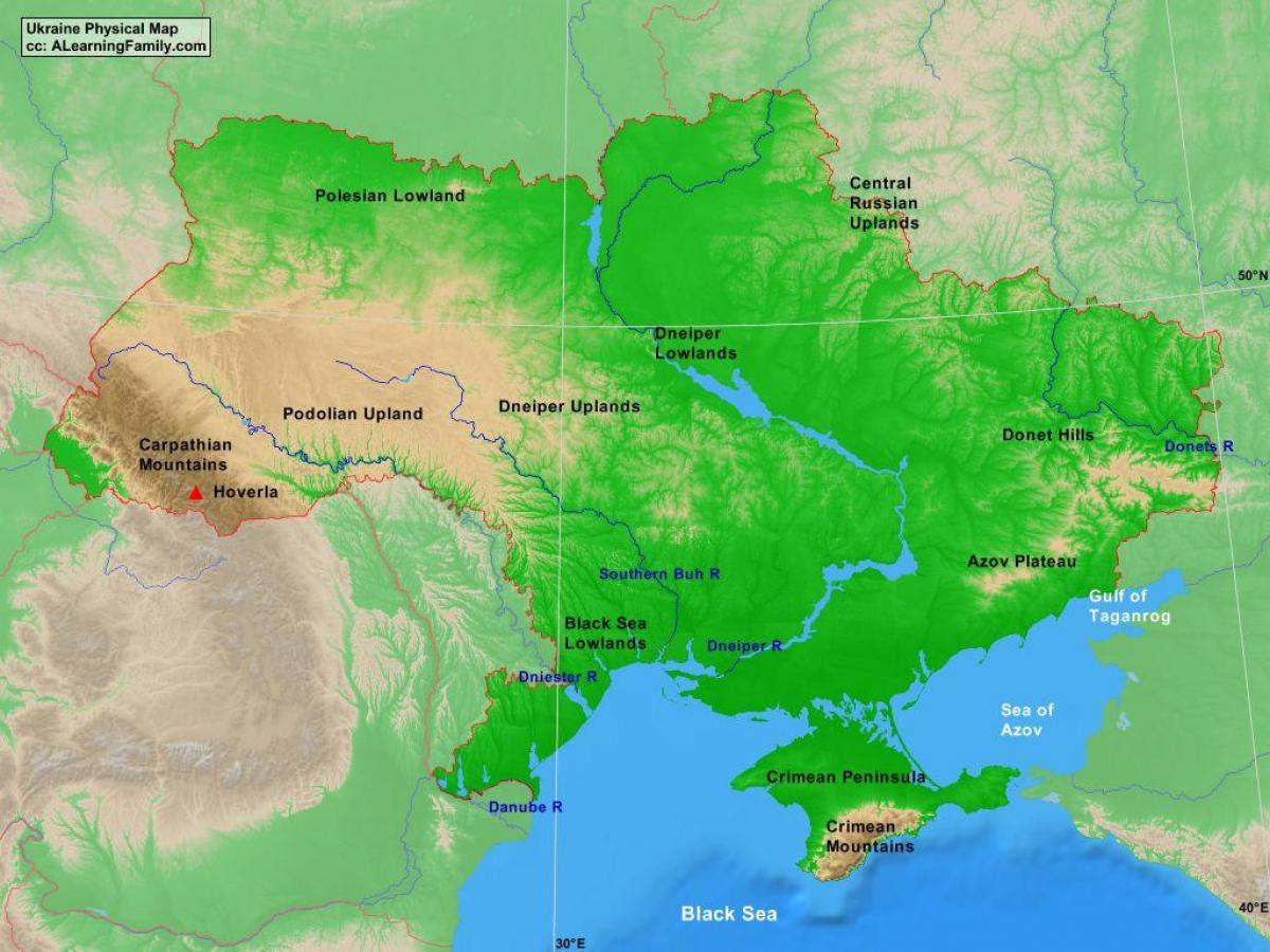Mapa topográfico de Ucrania